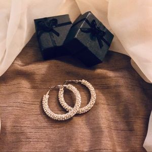 Silver Sparkly Hoop earrings